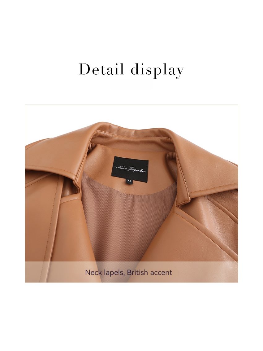 Classic modern trench coat oversized leather jacket