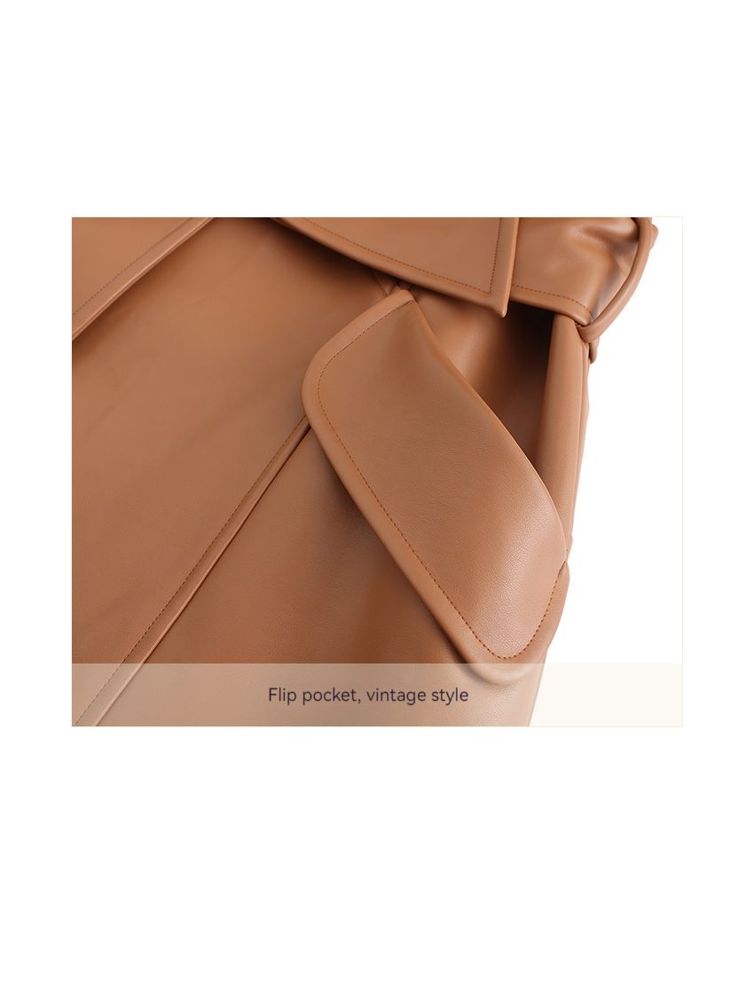 Classic modern trench coat oversized leather jacket