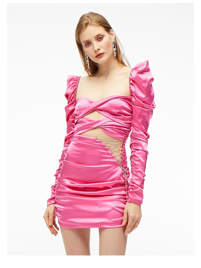 Hollow Silk Sexy Backless Dress