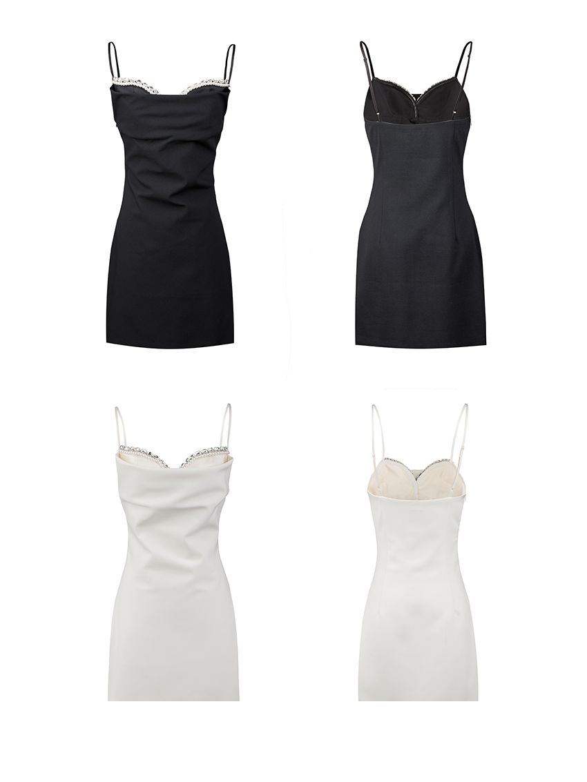 Straps Pearl Diamond Chain Backless Sexy Skirt