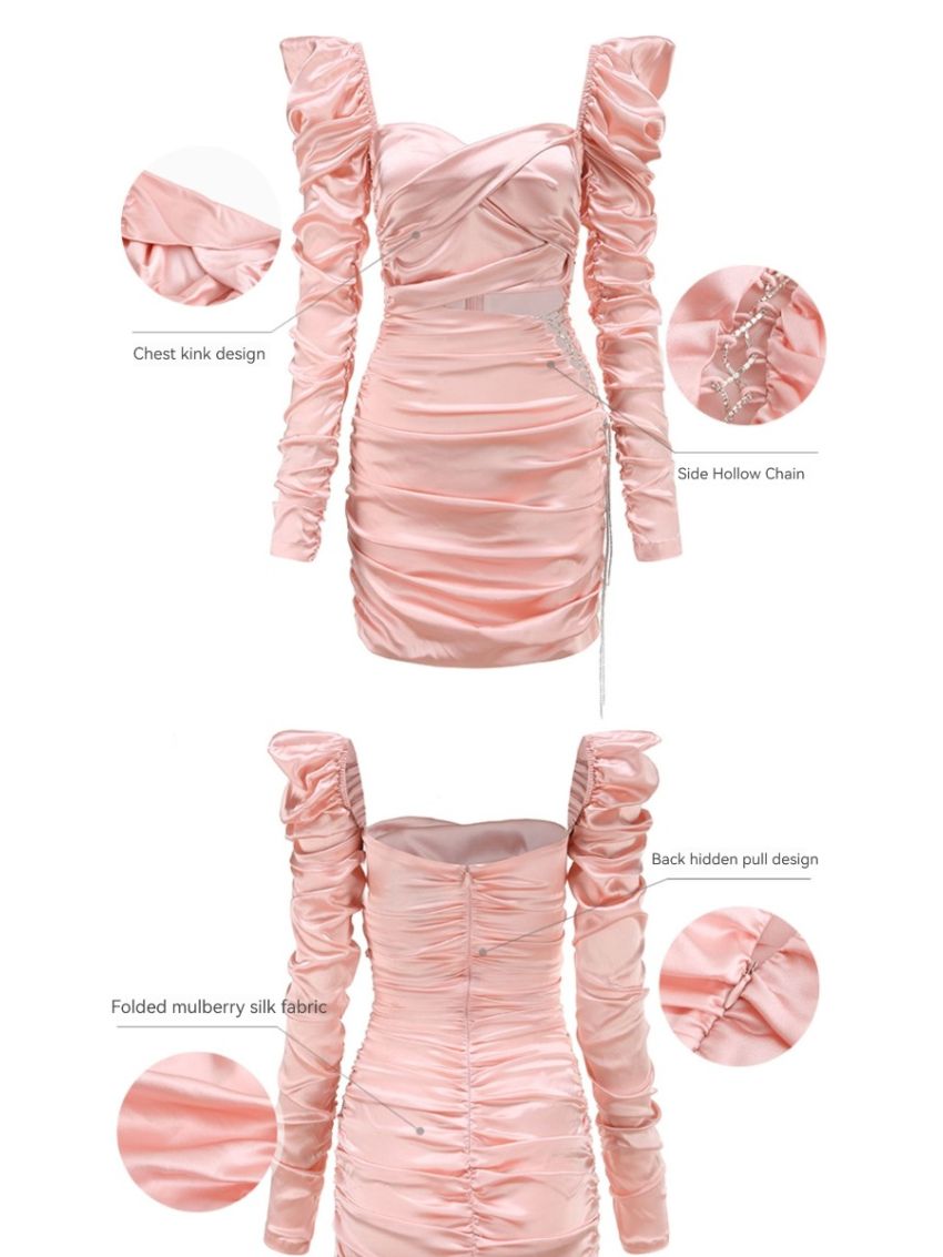 Hollow Silk Sexy Backless Dress