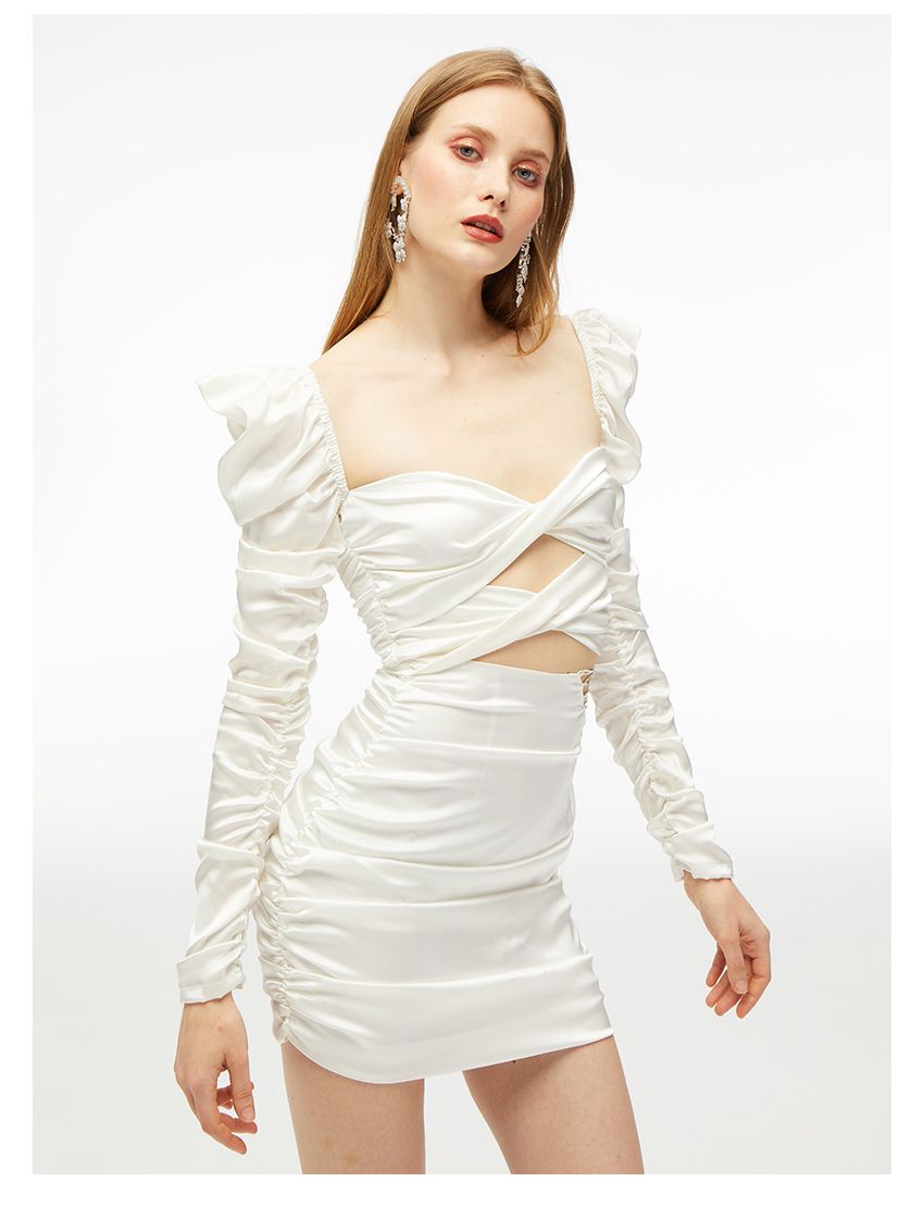 Hollow Silk Sexy Backless Dress