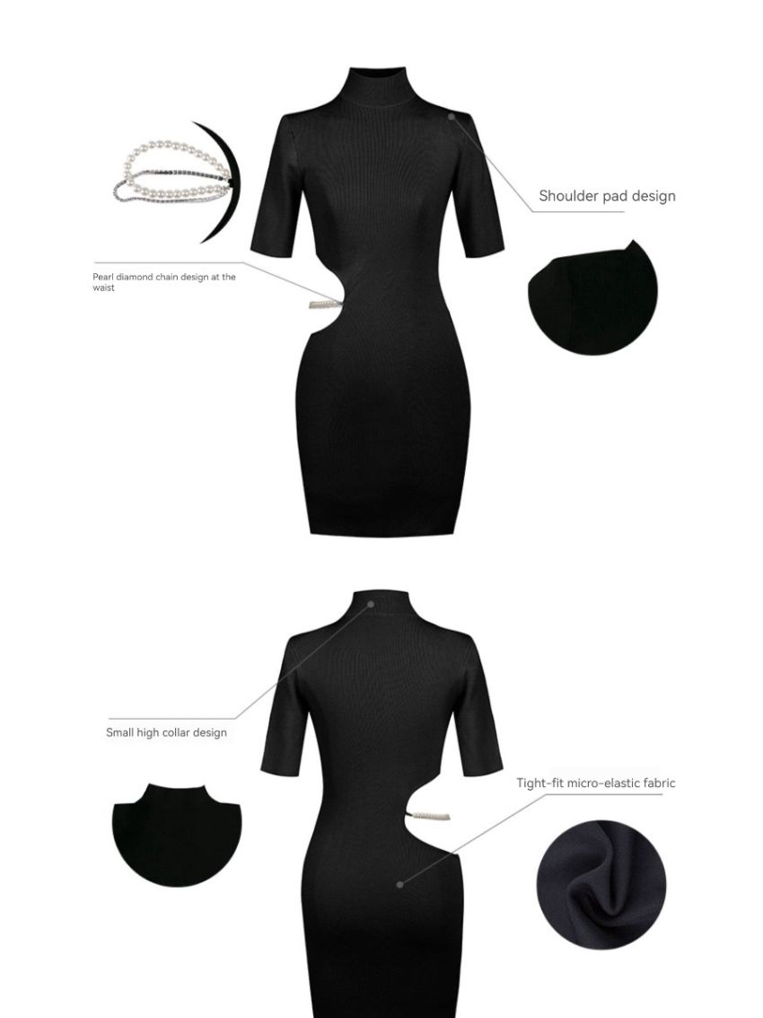 Hollow Knitted Pearl Sexy Hot Girl Skirt